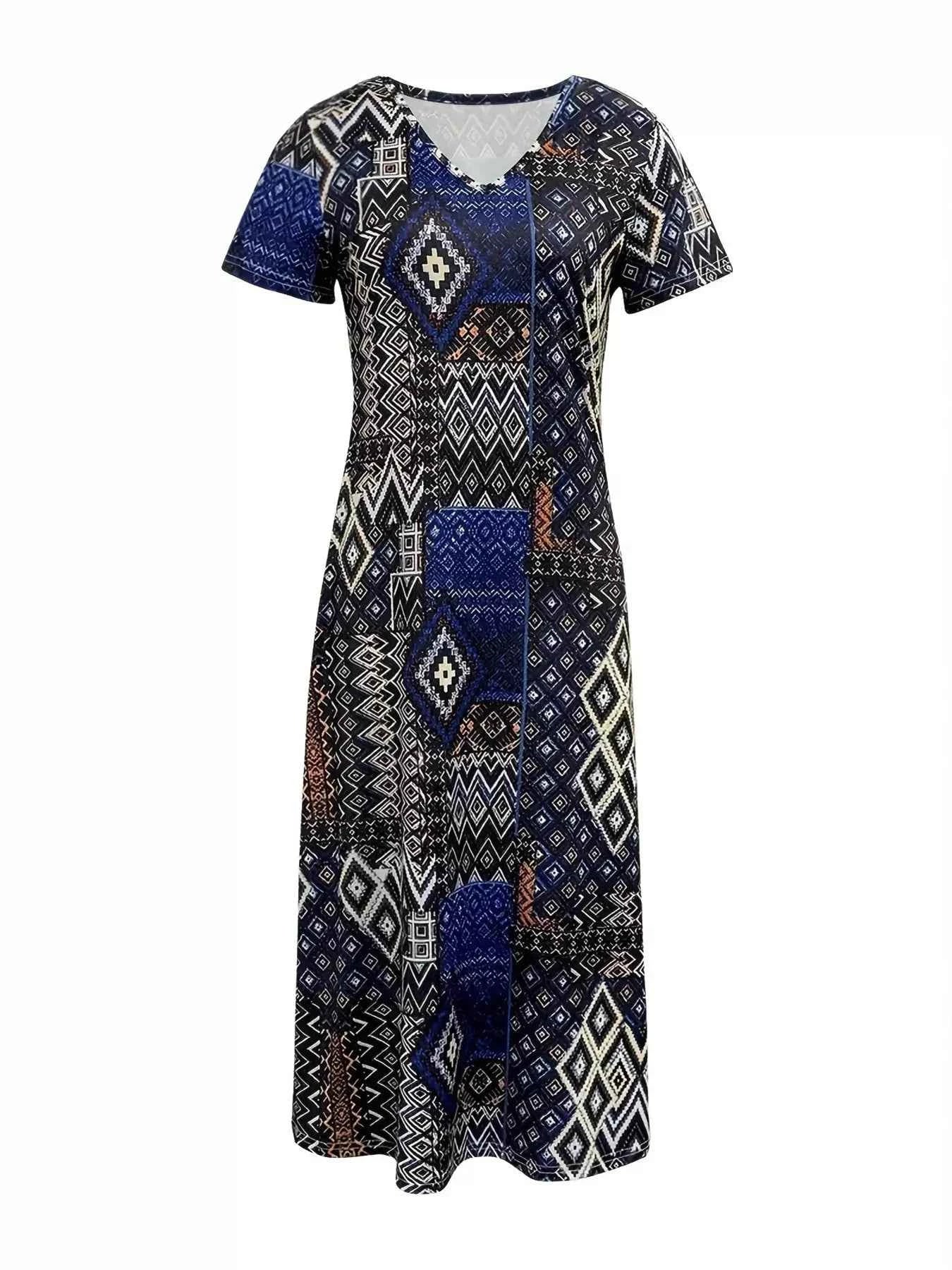 Plus Size Geometric Print V-Neck Short Sleeve Dress e181e593d14f420fbcb07eaa209b466d-Max-Origin