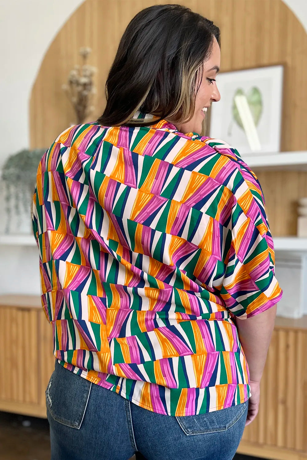 Double Take Full Size Geometric Notched Dolman Sleeve Top e18b7943-0934-45f6-bd43-32e96640894e-Max