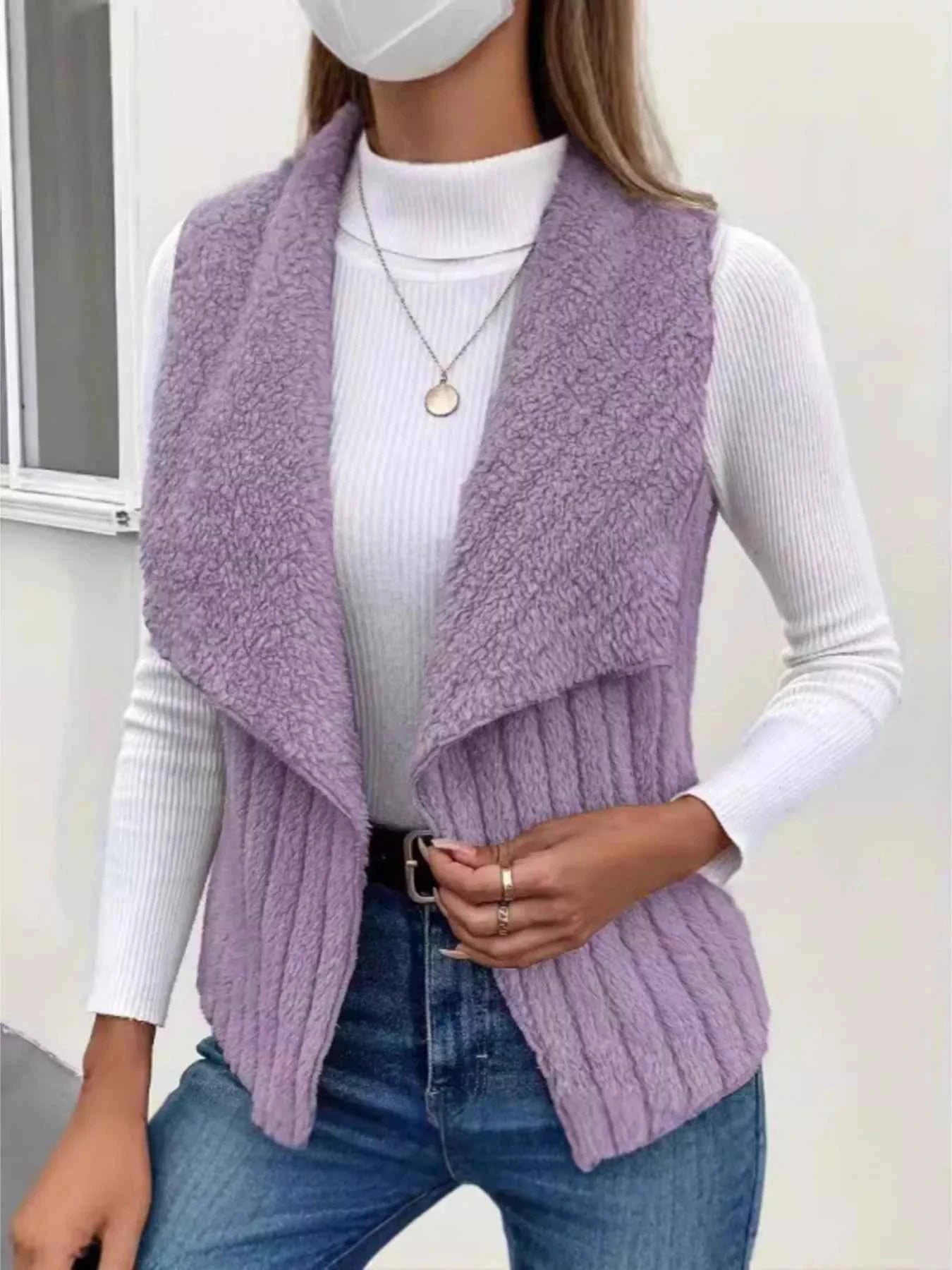 Cozy Fleece Open Front Vest Coat Purple e19ae843598143309ea52e30c3c7d9c0-Max-Origin