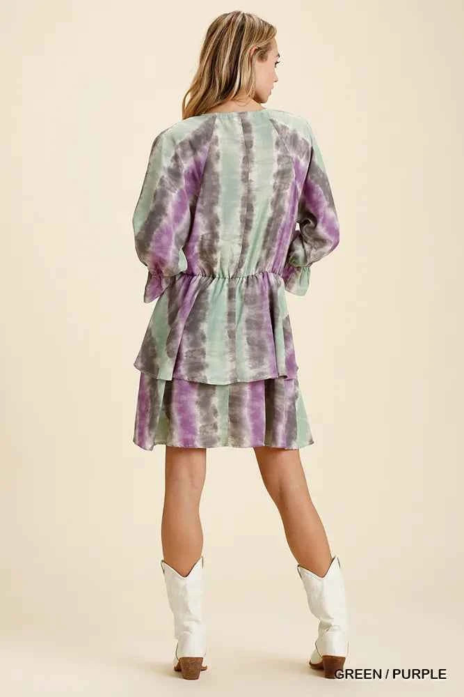 Tie Dye Ruffled Layered Dress with Elastic Waistband e1a4cfc2-67e1-48b4-9156-0bfbd43b4d95-Max-Origin