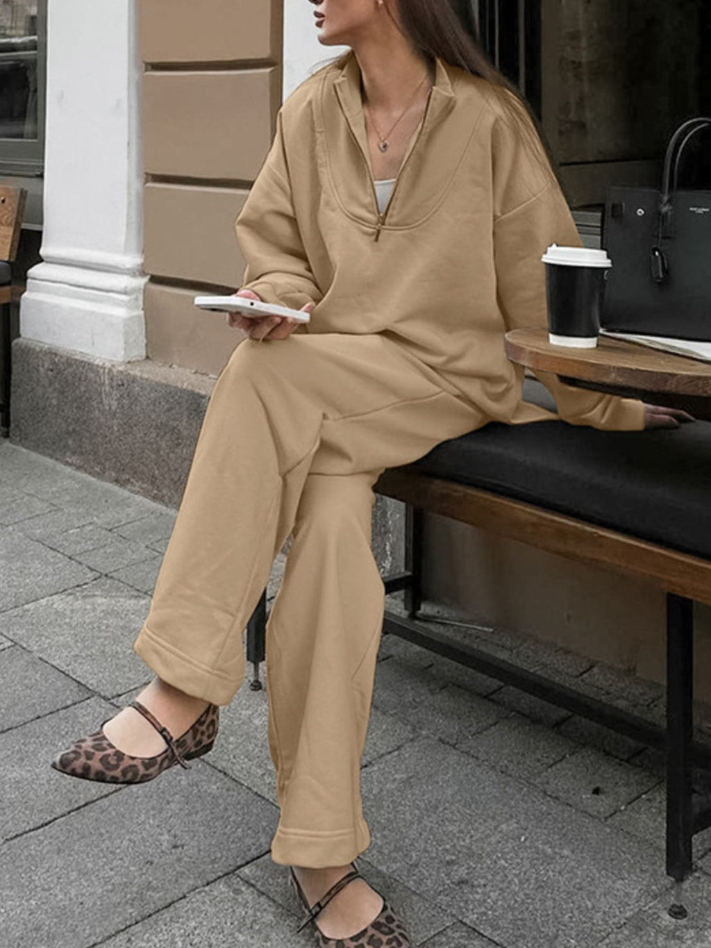 Quarter Zip Long Sleeve Top and Pants Set e1b2e396-3e12-4310-83c9-0c4110ee70a7-Max