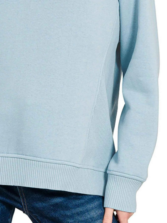 Fleece Round Neck Ribbed Side Raglan Sweatshirt e1b8ed4e-bab4-4e9e-b23d-9fc55fb3c155-Max-Origin
