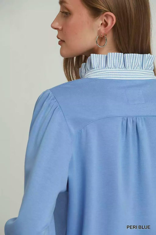Stripe Ruffle Neck Long Sleeve Top e1be6624-279b-477f-8cb9-eb09367449c6-Max-Origin