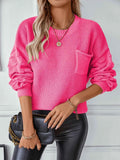 Pocket Detail Round Neck Sweater Hot Pink e1c38c87-4629-47f0-9959-a15e020f9021-Max-Origin