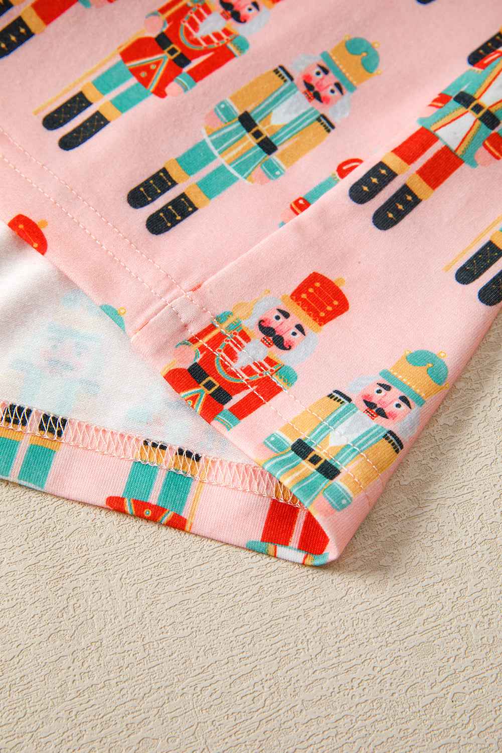 Pink Christmas Nutcracker Long Sleeve Shirt Shorts Pajama Set Pink 95%Polyester+5%Elastane e1c8f2d35dbb930a