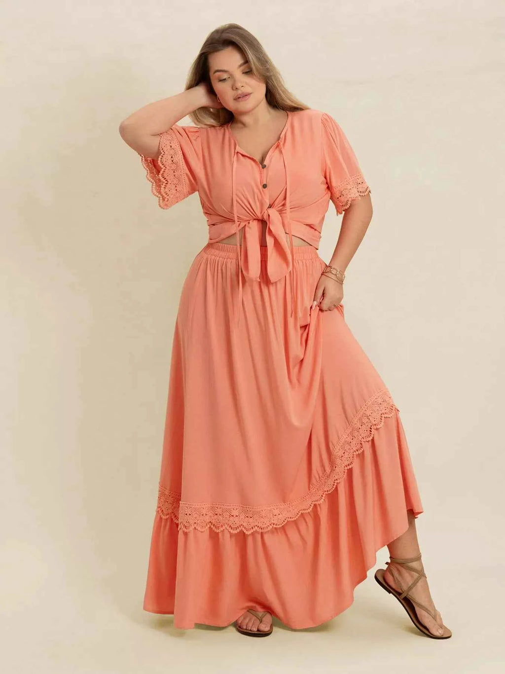 Plus Size Lace Detail Tie Neck Top and Skirt Set e1cd3a9c-f248-41eb-bd18-ac6aef80f205-Max-Origin