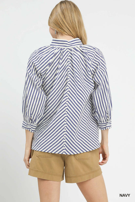 Striped V-Neck Button Down Top e1ced241-93c7-4e90-be85-872e446dba1b-Max