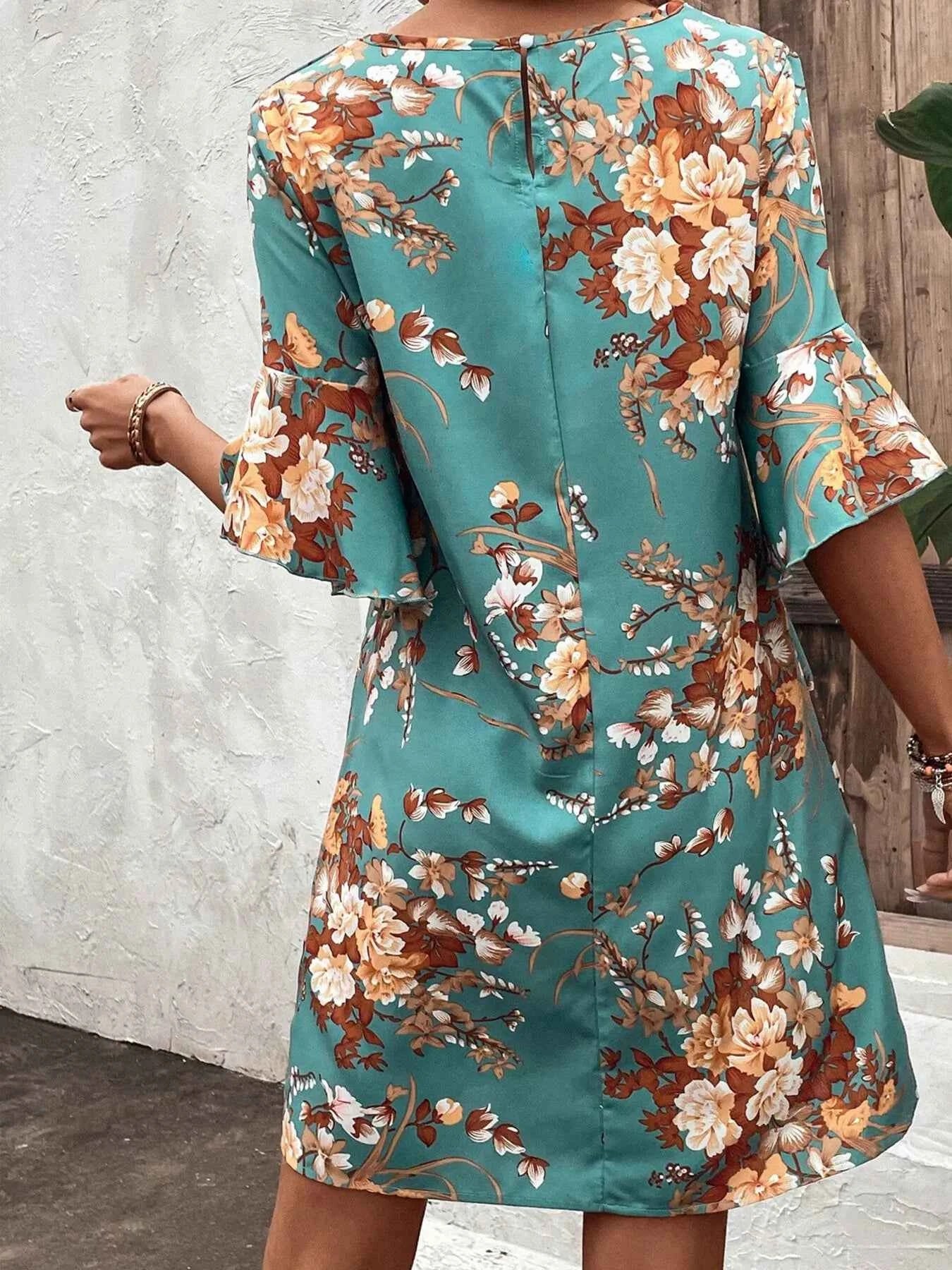 Floral Print Half Sleeve Mini Dress e1d299d55a6540edaab52688e690129d-Max-Origin