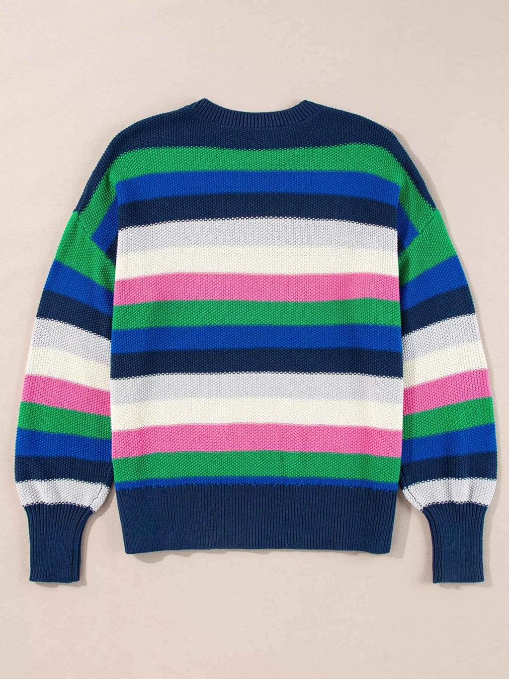 Rainbow Striped Crew Neck Drop Shoulder Sweater e1f8631b209443eb8a44f7ccc0488095-Max-Origin
