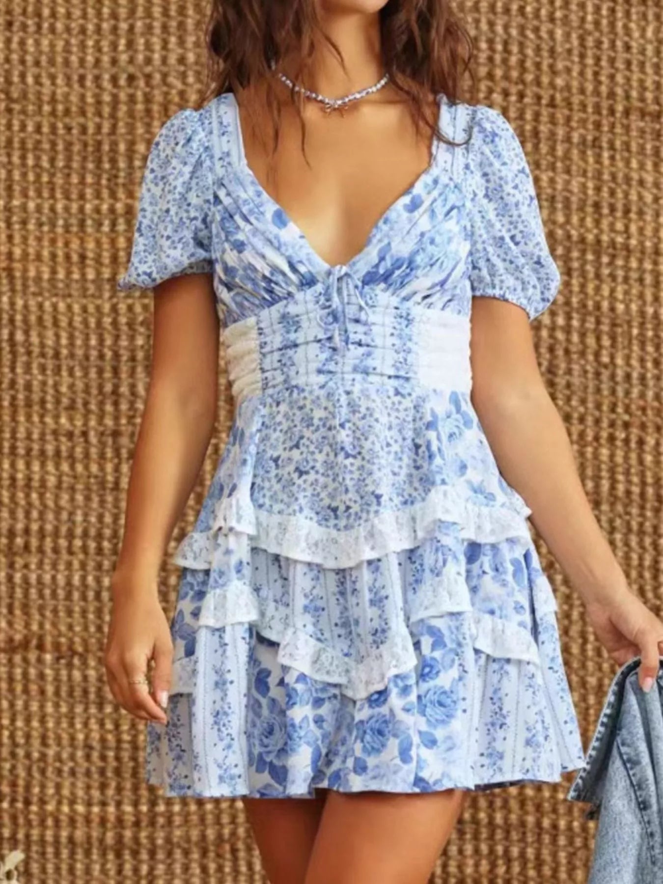 Floral Puff Sleeve Tiered Mini Dress e20efd06-f78d-4382-b1bb-2af14a890897-Max-Origin