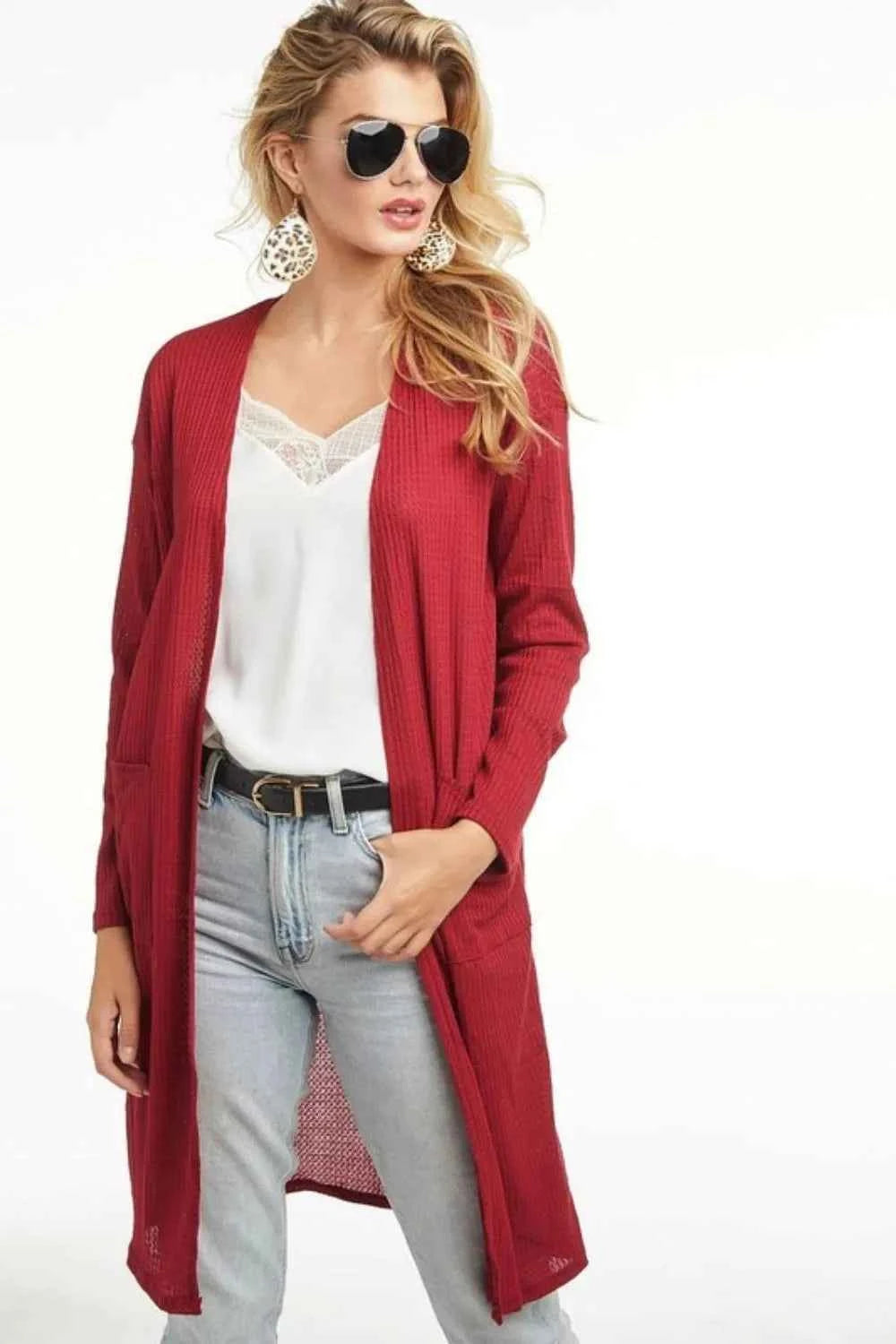 BiBi Pockets Thermal Open Front Cardigan e210ea8f-f4dc-4c74-9247-e2cf875de8f6-Max-Origin