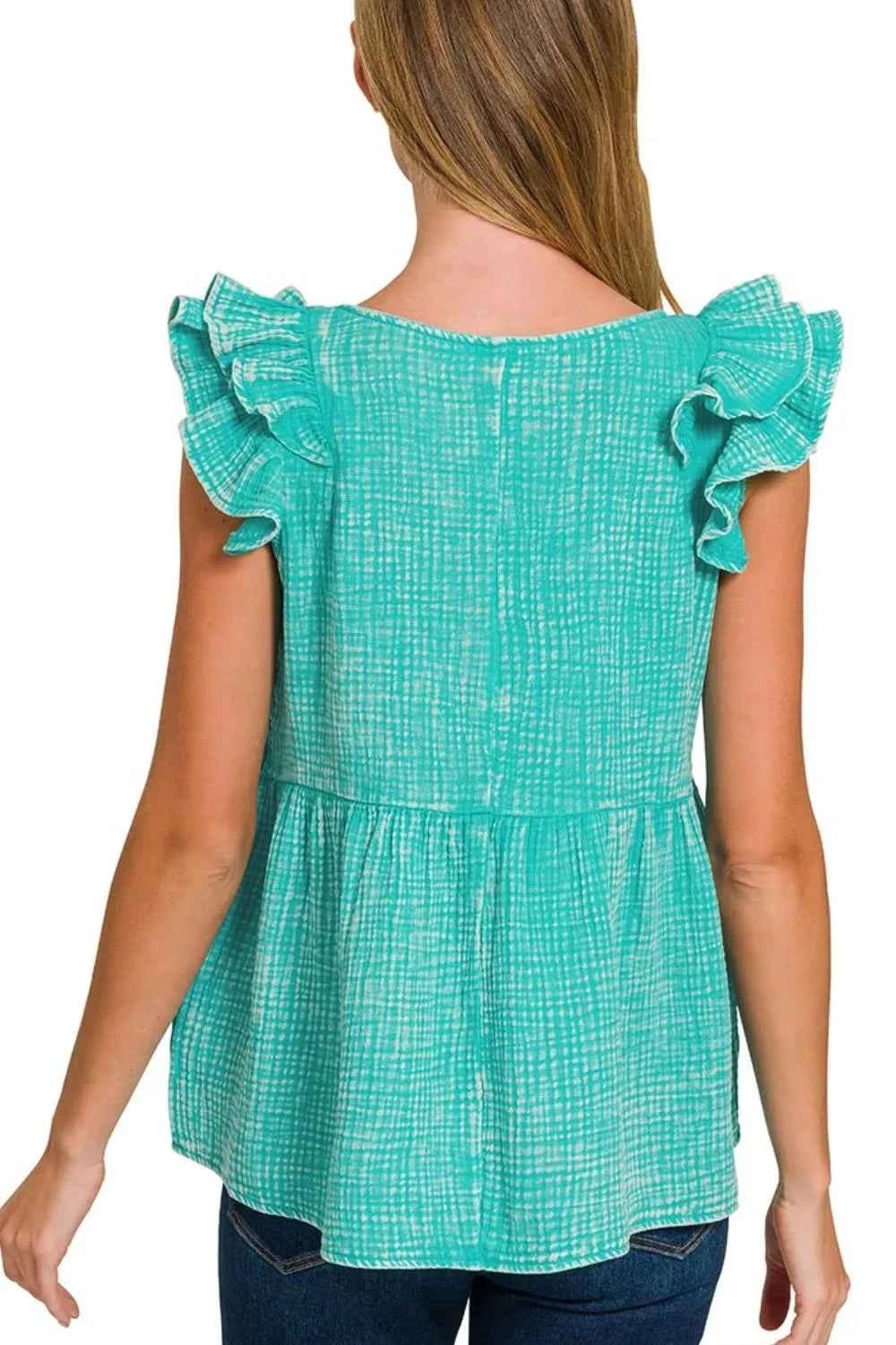 Zenana Double Gauze Acid Washed Tiered Ruffle Peplum Top e22263b4-1f59-4844-bc98-aa1aee9b5d3b-Max-Origin