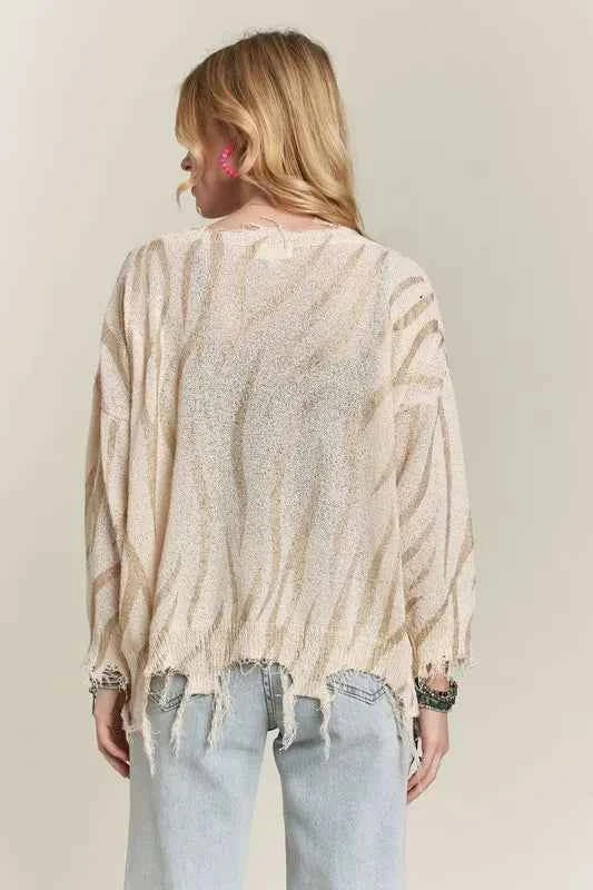 ADORA Frayed Zebra Knit Top e228dbef6abe4e70b7591215ae2e04e6-Max-Origin
