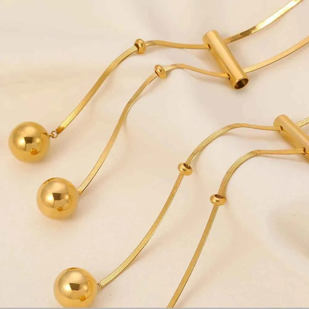 18K Gold-Plated Titanium Steel Hollow Bead Necklace e22c9902-2e76-41f1-be64-7435a1b6d926-Max