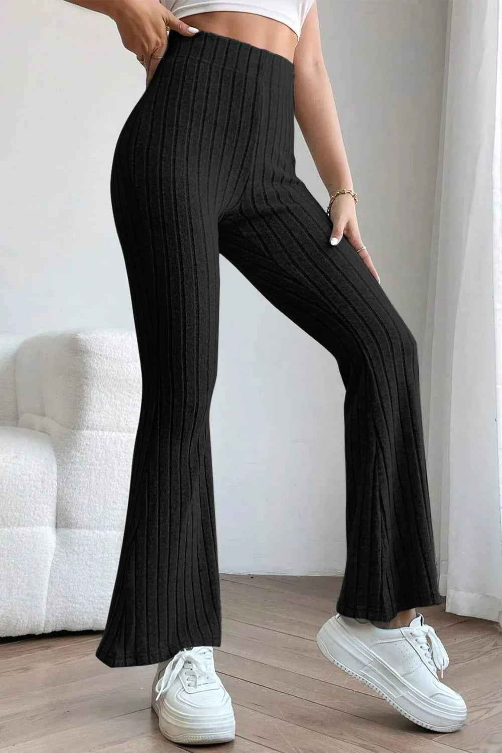 Basic Bae Full Size Ribbed High Waist Flare Pants e22eb897-a753-4a90-99f2-9180d0d195f6-Max