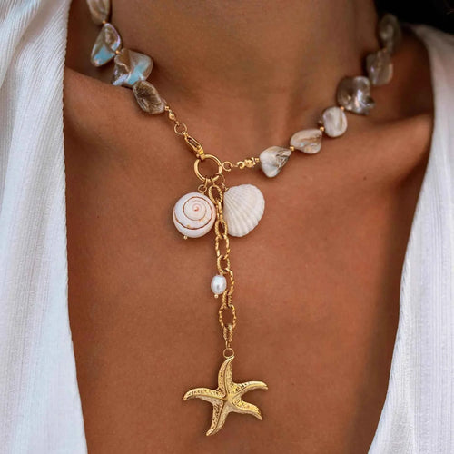 18K Gold-Plated Ocean Theme Necklace with Starfish Pendant Gold One Size e2399f64-b417-42d2-b77e-5db7268f52f7-Max-Origin