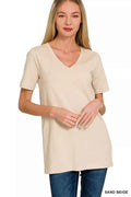 Zenana V-Neck Short Sleeve T-Shirt SAND BEIGE e244eaaf42ec4c16bfe5f28c41c051d7-Max-Origin