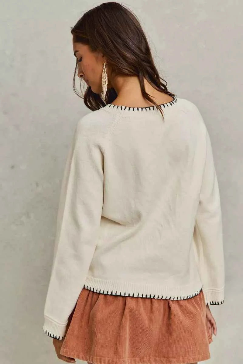 SO ME Horse Knit Sweater Top with Blanket Stitch e25128bd5f5b4c89ac79b9bf339f051b-Max-Origin