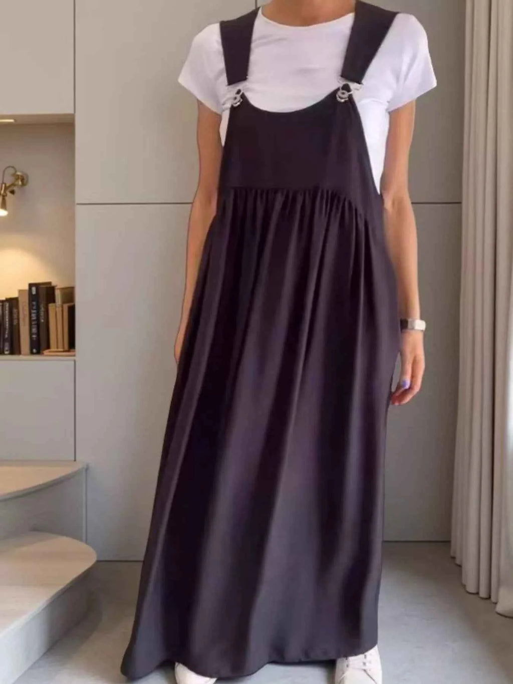 Full Size Ruched Wide Strap Overall Maxi Dress Plus Size Black e2528cff-4c54-4849-ab3a-947a8aa3cabc-Max-Origin