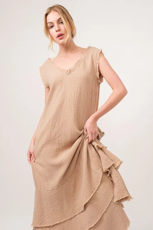 And The Why Washed Cotton Gauze Fringe Detail Tiered Dress e2563eb2a93748dfb8024bb85a0be47b-Max-Origin