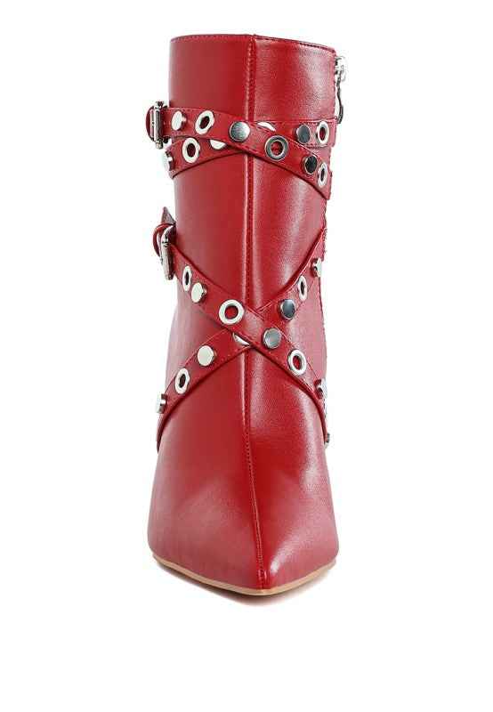 Jacinta Slim Flared Heel Strappy Boots e25acd23-a19d-4dbc-8ebf-c14ed705f1dc