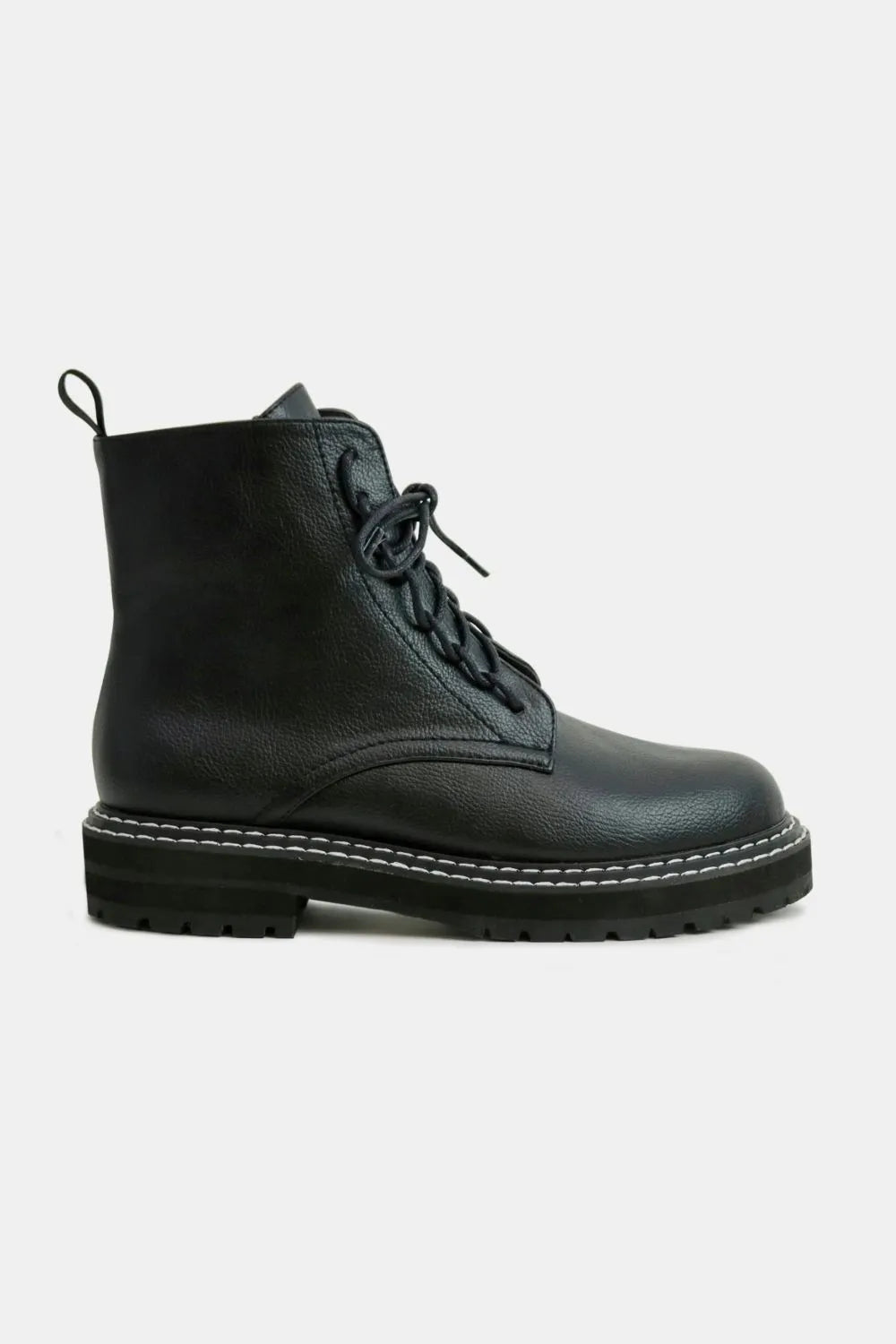 Beast Fashion Faux Leather Lace-Up Boots with Side Zipper Black e264ea03-6e68-43d4-9bc2-aaadb5832313-Max