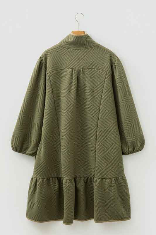 Plus Size Textured Contrast Trim Half Zip Dress e26607ed-cfba-4194-8770-80dfcd855cfa