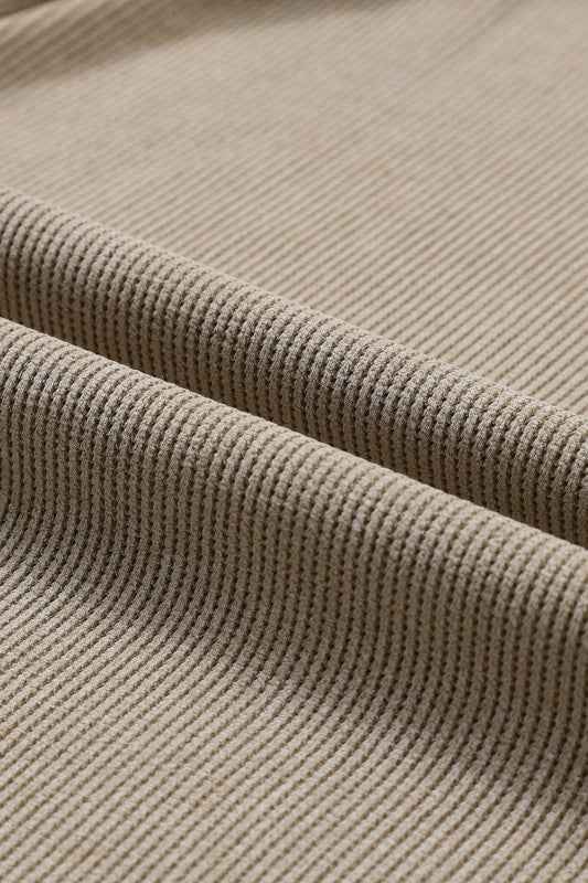 Solid Ribbed Knit Round Neck Pullover Sweatshirt e26dd96f-f028-4575-82f1-c00512a7ab98