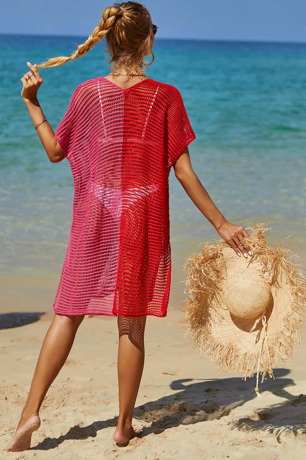 Angel Wings Openwork Contrast Slit Knit Cover Up e2715b73-a9e1-4a73-a57a-bdc5bbcba097-Max