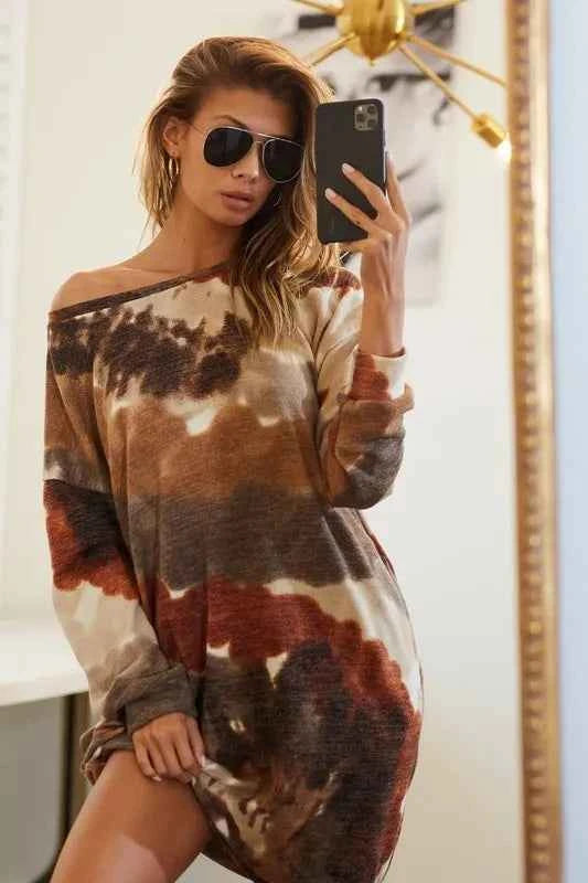 BiBi Tie Dye Print Knit Dress with Side Pocket e2779b84478347c7b1d0269c10970f6f-Max-Origin