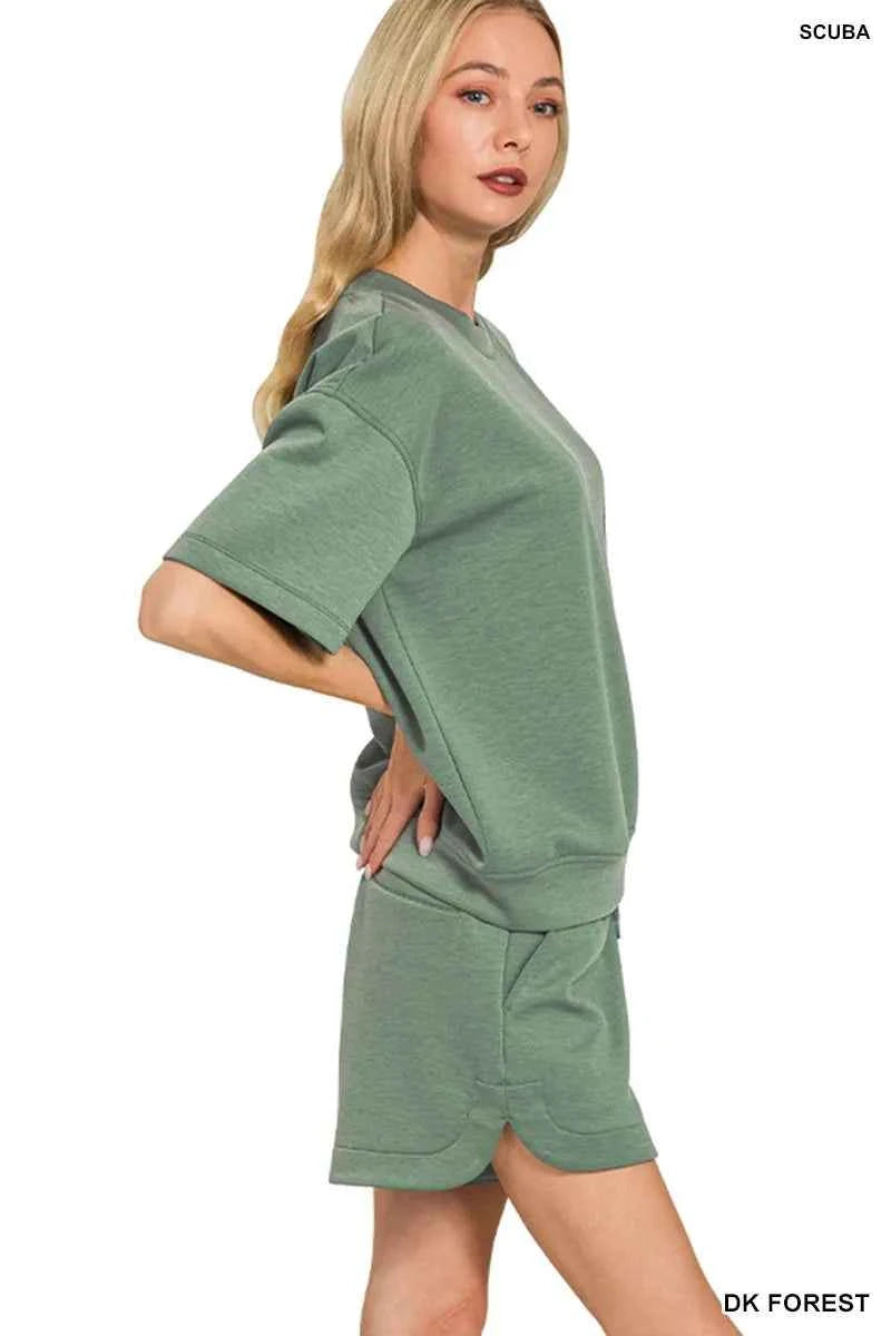 Zenana Scuba Short Sleeve Top & Shorts Set e28f9474bed54b7a8a49a1158b2207d6-Max-Origin