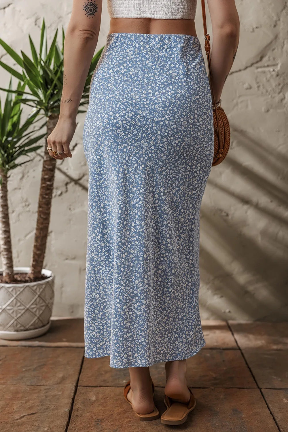 Boho Floral High Waist Skirt with Side Split e294781c-7b12-4de9-b4e0-97f0a79d502d-Max-Origin