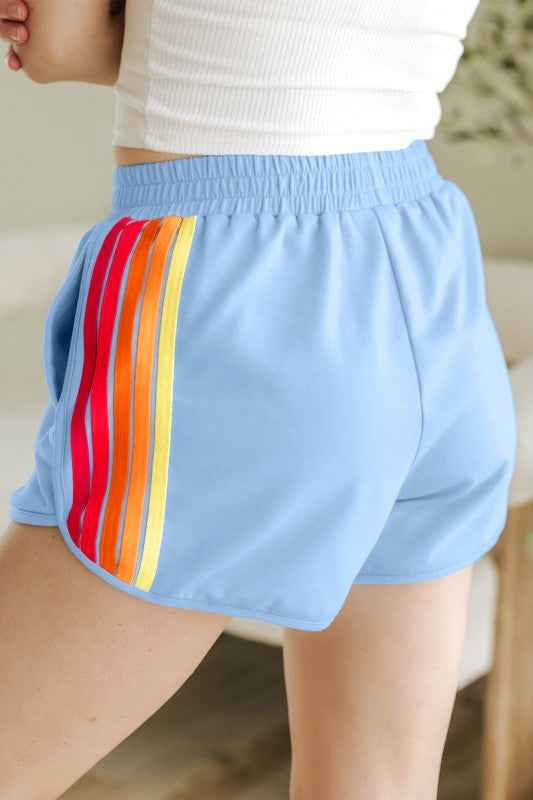 Stripe Colorblock High Waist Shorts e29870bc-83ea-49e2-a09b-ef2c68169ee3