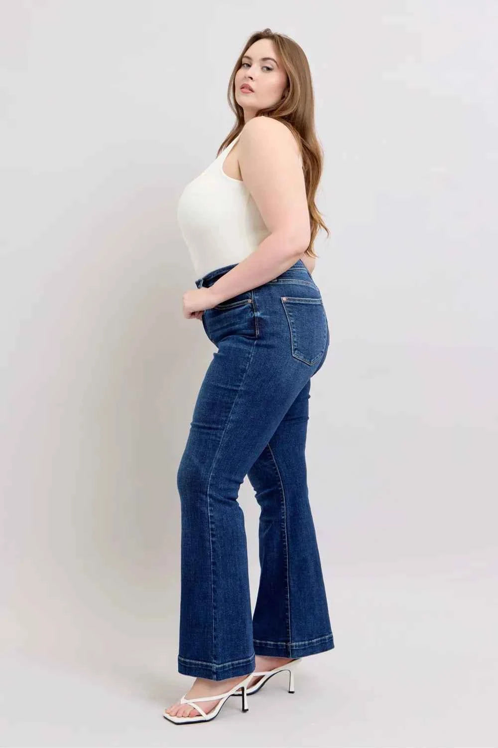 Judy Blue Full Size High Rise Flare Jeans with Pockets Plus Size e298d5f0-4db4-4de7-9387-7363db899521-Max