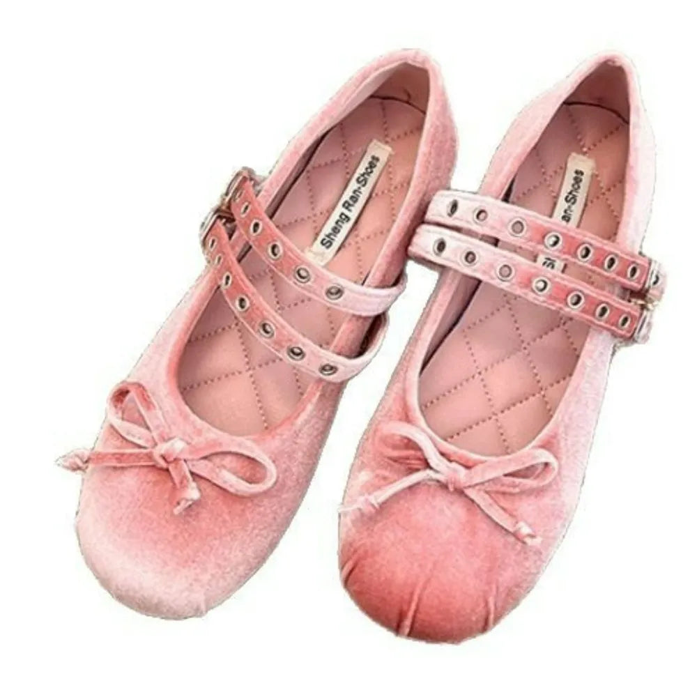 Round Toe Flats Slip-Ons Pink e29c62f5-6c0a-47cf-902f-df7aa729377b-Max