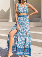 Square Neck Wide Strap Top and Skirt Set Sky Blue e2a58acc-f7c5-4f66-9986-a3dd6b10670f-Max