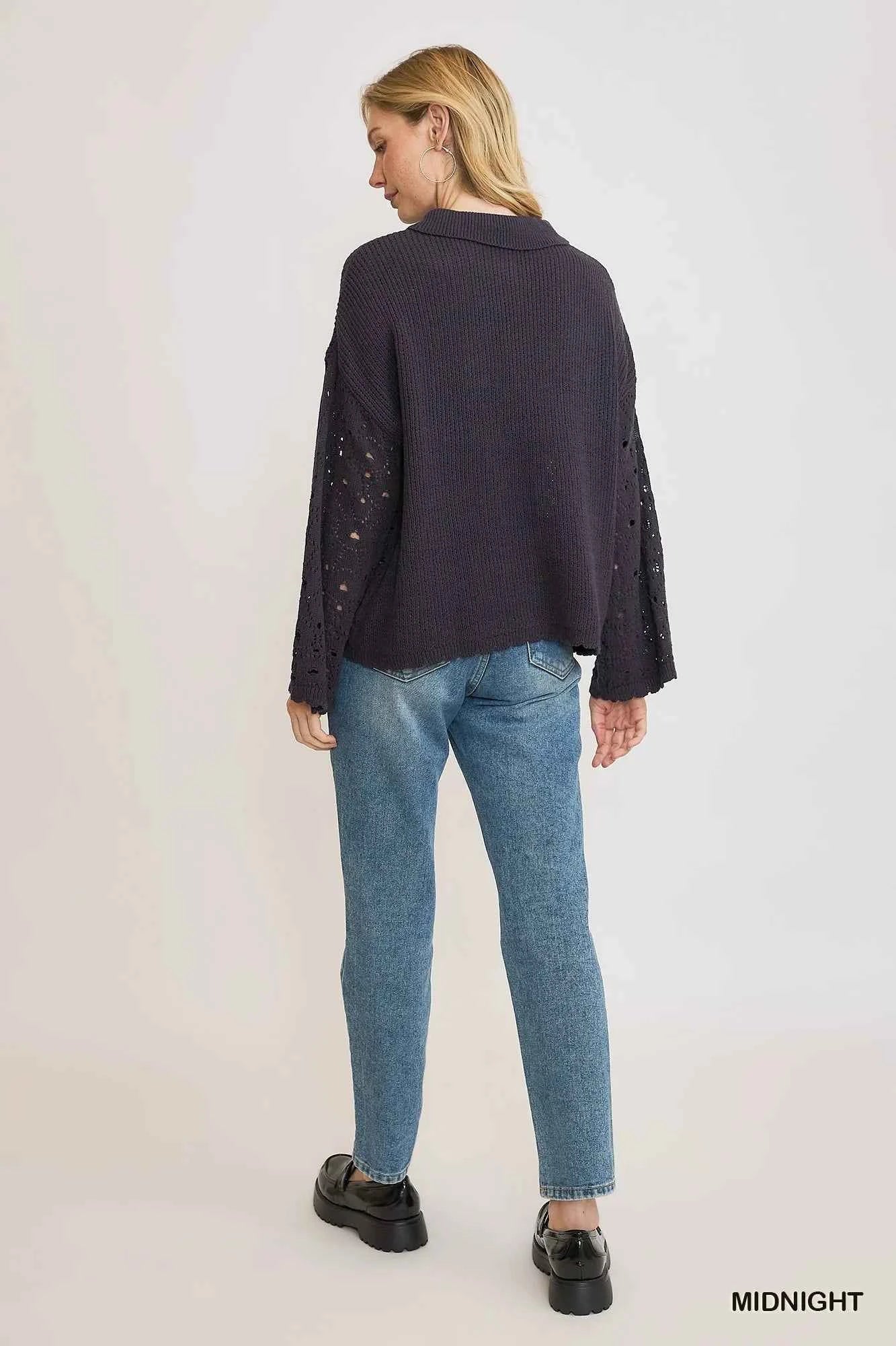 Umgee Hollow Out Button Down Cardigan e2b54e6a-b791-45c1-9b61-b9ee2365151c-Max-Origin