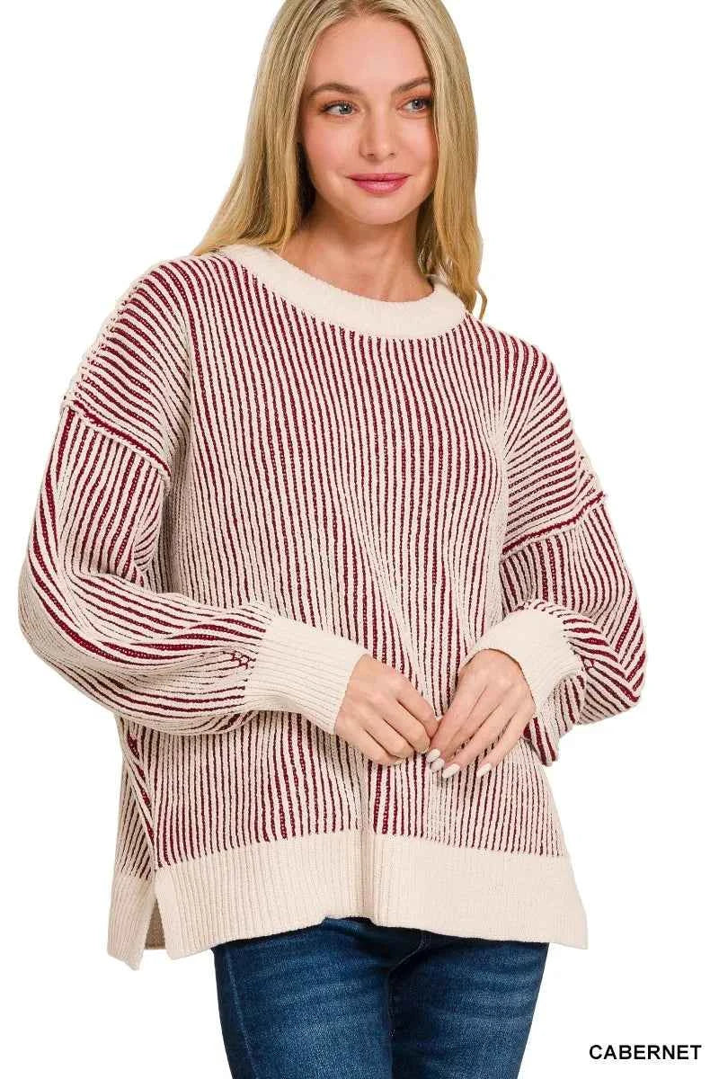 Zenana Two Tone Crewneck Sweater e2bd737cf06f4efeae94cfe9cd033416-Max-Origin