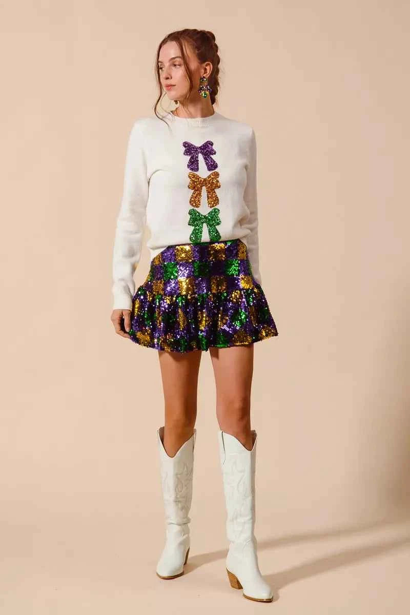SO ME Mardi Gras Checker Sequins Mini Skirt e2becccad0554cf2a347e302d1b9bea4-Max-Origin
