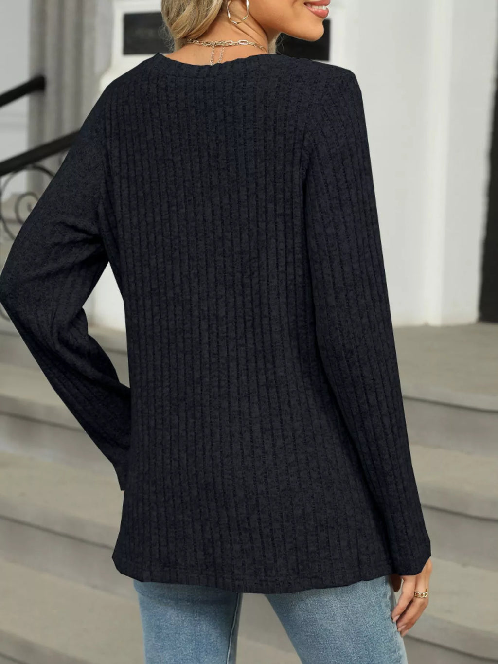 Ribbed Round Neck Long Sleeve Top e2ccb1cb-237a-4580-8644-43d9f4b91653-Max-Origin