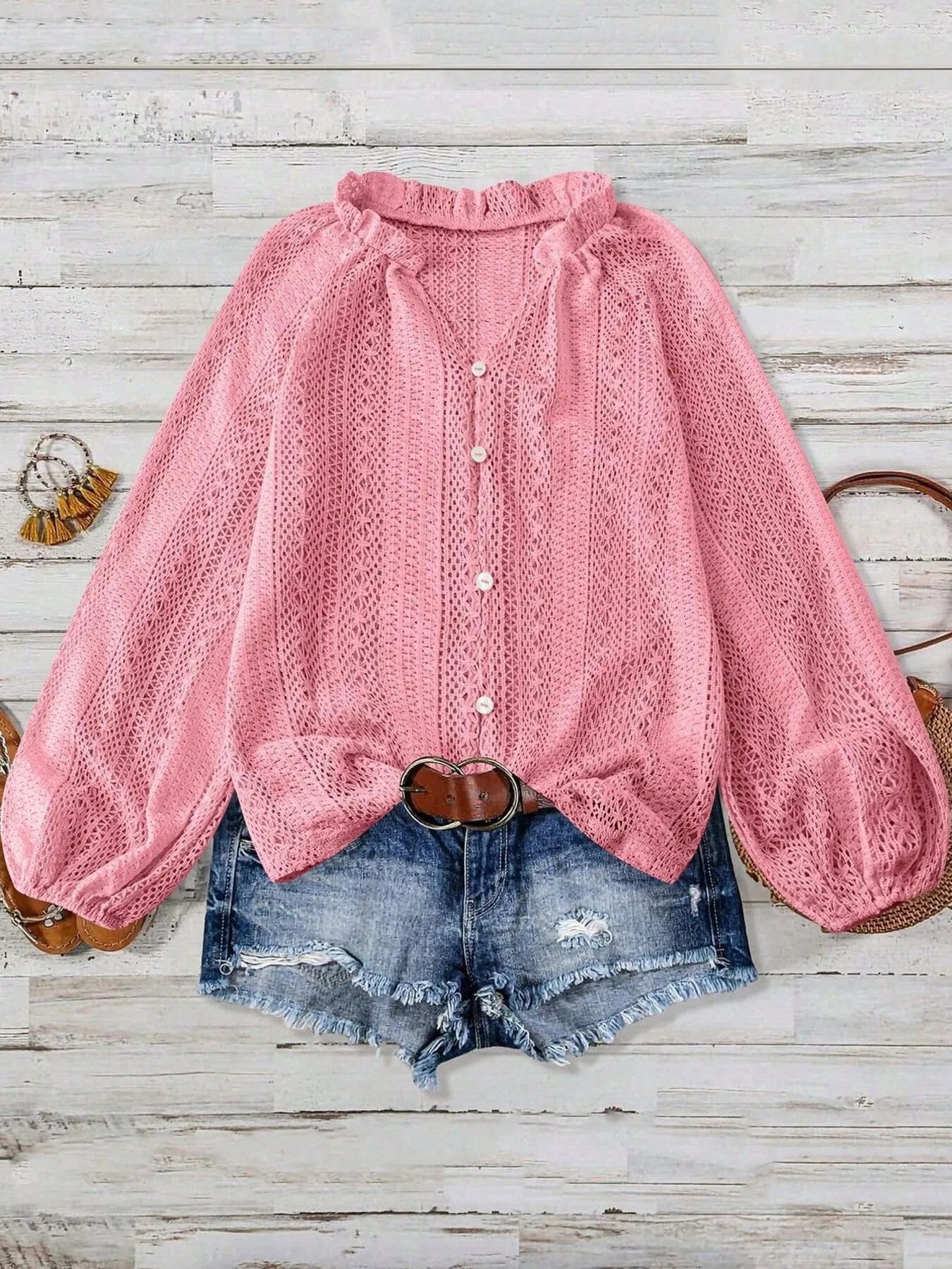 Crochet Notched Button-Front Shirt e2cd2cb54be249688a10e183a2e8eaf3-Max-Origin