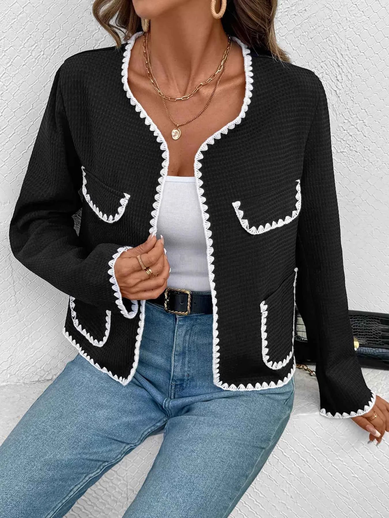 Contrast Trim Open Front Jacket e2d1ebcdab2944fdb3a090f2ea4406c9-Max-Origin