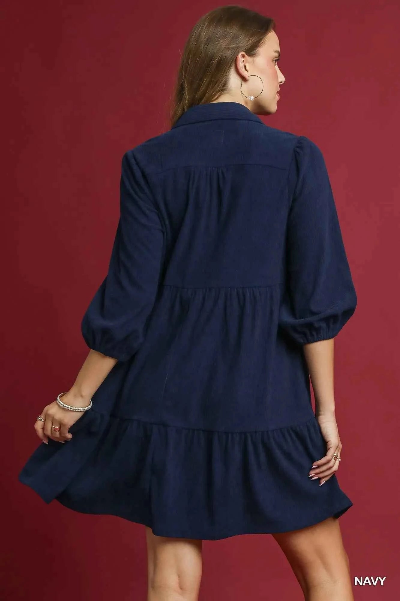 Umgee Tiered Corduroy Mini Dress with Balloon Sleeves e2db2a61-bb73-40a7-9297-12c0963b88f4-Max-Origin