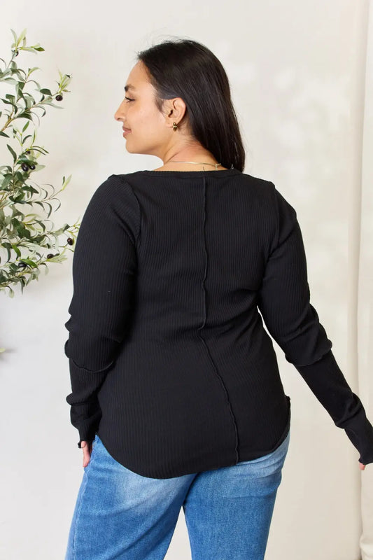 Culture Code Full Size Ribbed Round Neck Long Sleeve Top e2e4cfb18af049ddb2b762c8d70e5e2c-Max