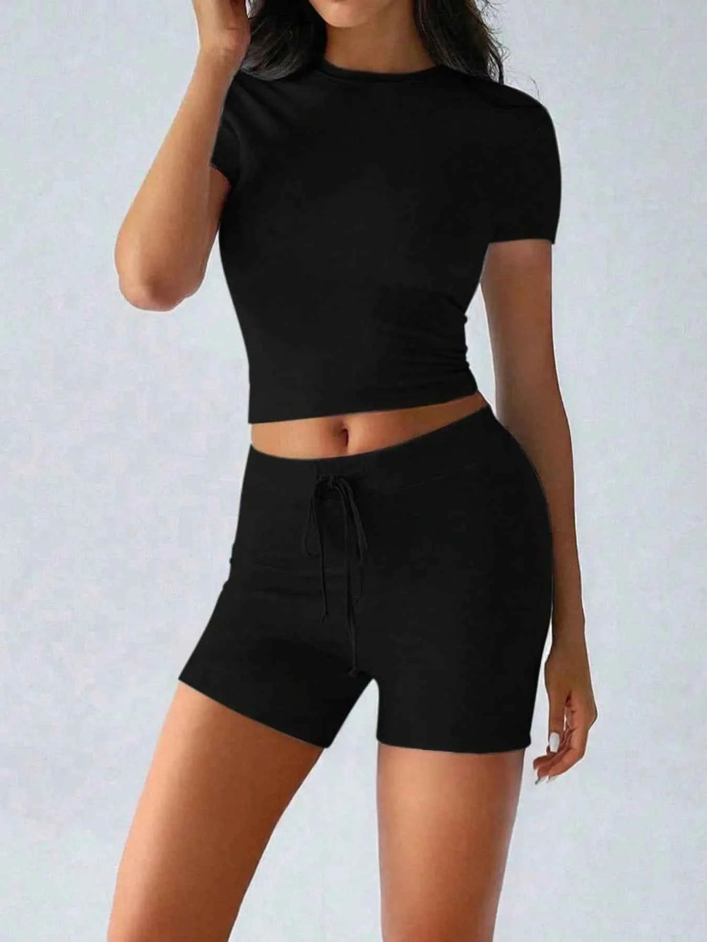 Round Neck Short Sleeve Top and Shorts Set e2e8d0f7-3ed6-490a-afce-445d435ffe82-Max-Origin