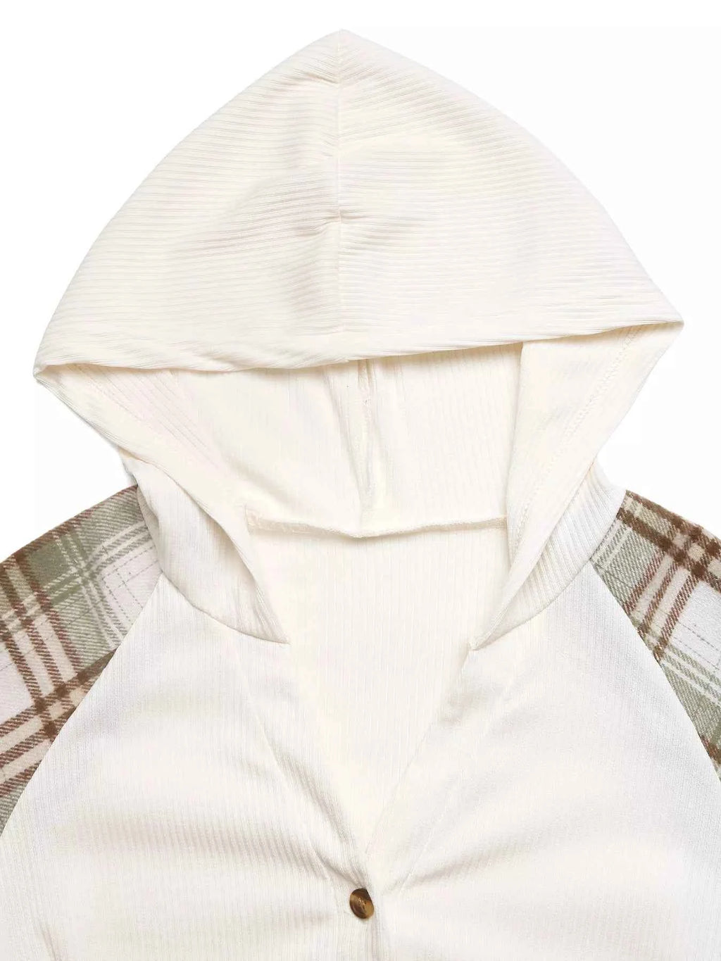 Plaid V-Neck Button Front Sweatshirt e2fb00ed961a4bbe9c1819311b08fecc-Max-Origin