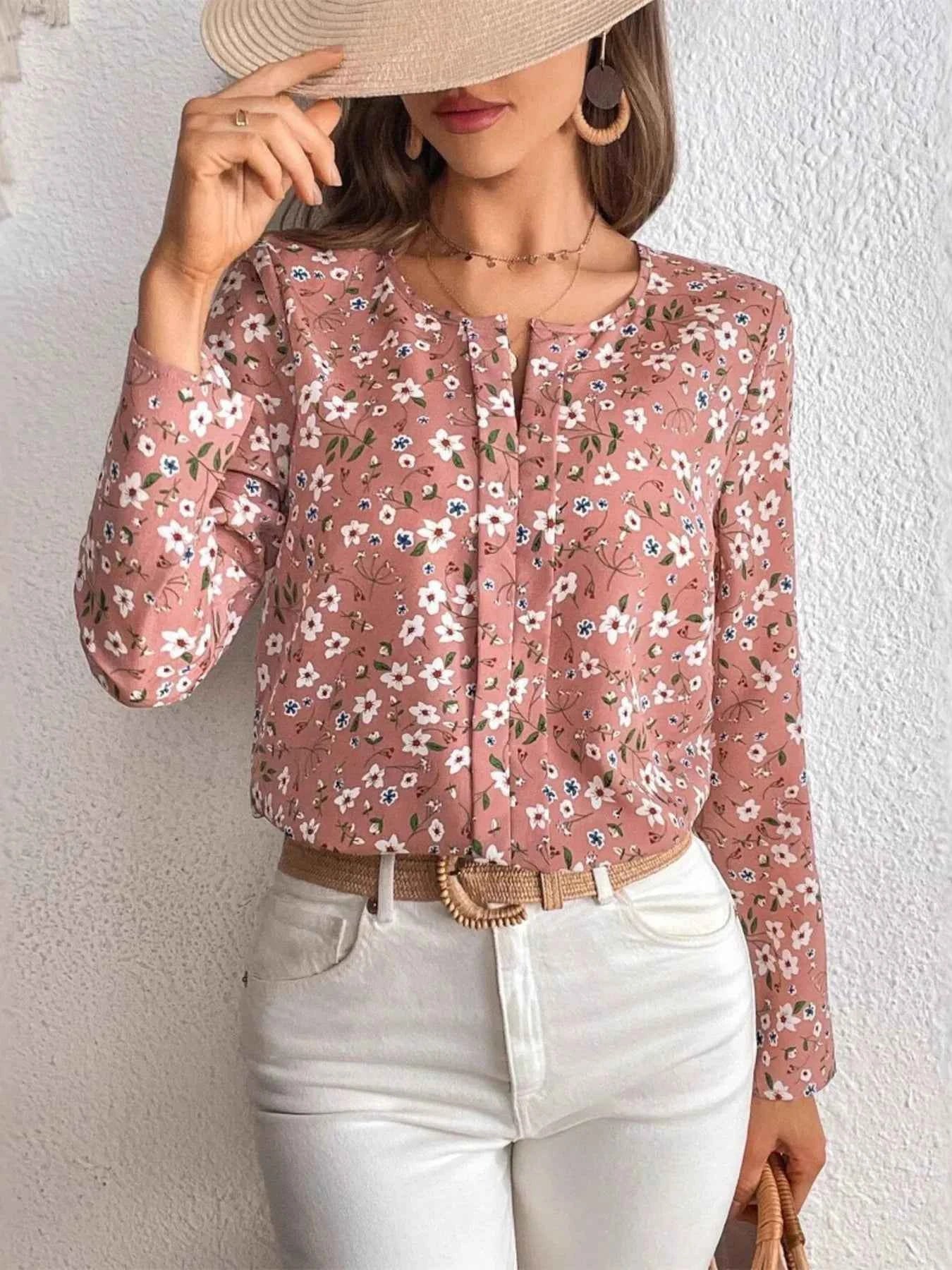 Floral Print Long Sleeve Blouse e2fbf2716dec4c83b05f3862cb04702d-Max-Origin