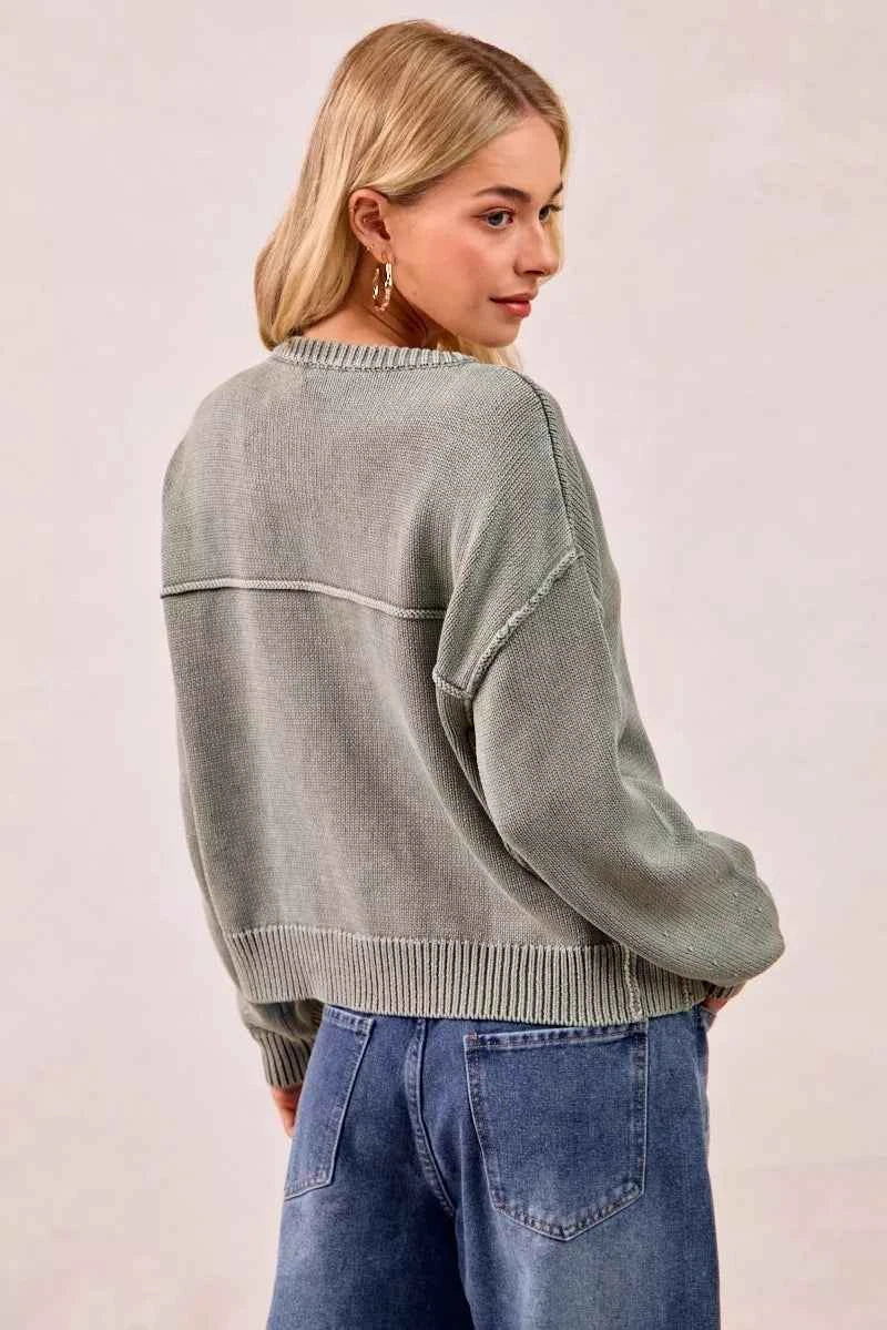 BiBi Washed Sweater V Neck Cardigan e2fd884b9ffa49e1baca072fb9f2d0f0-Max-Origin