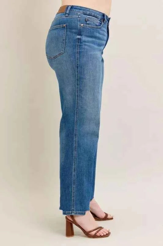 Judy Blue Full Size High Waist Tummy Control Chew Hem Destroy Wide Jeans Plus Size e2fe1a46-a85f-4866-9951-fdf5ae5d0495-Max-Origin