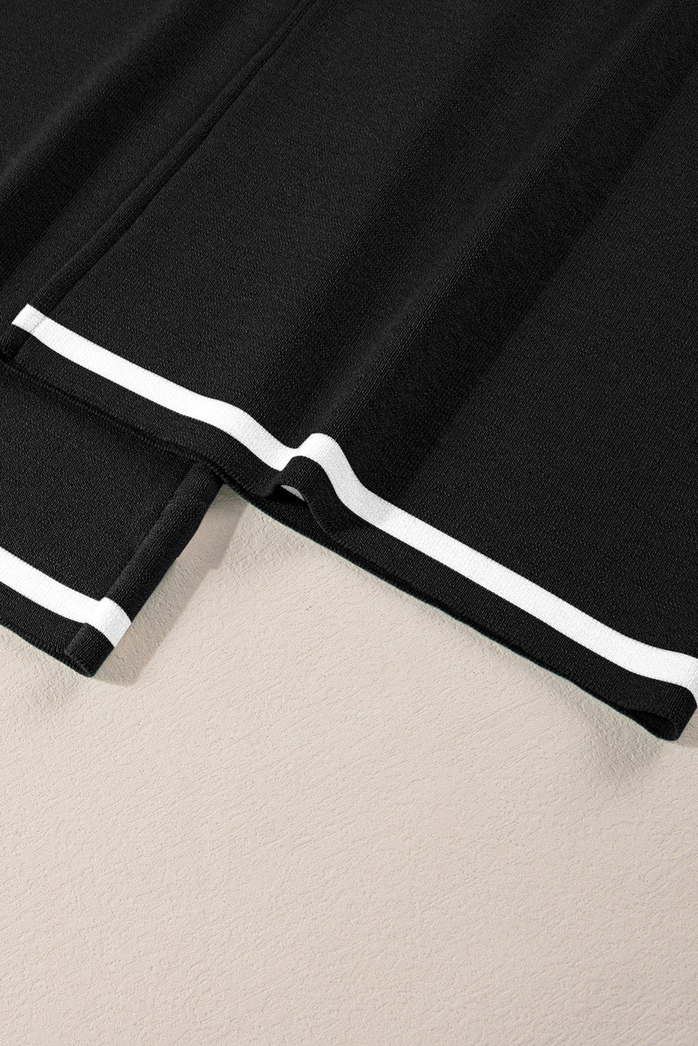 Black Loose Contrast Trim Half Sleeve Top and Drawstring Pants Set e300f8ad94b74ef7